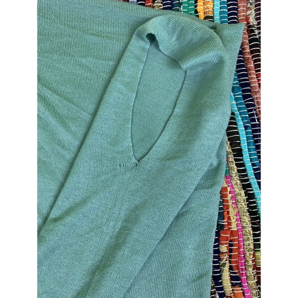 Womens Light Green Knit Poncho Cardigan OSFM Open Front Soft - Picture 5 of 8